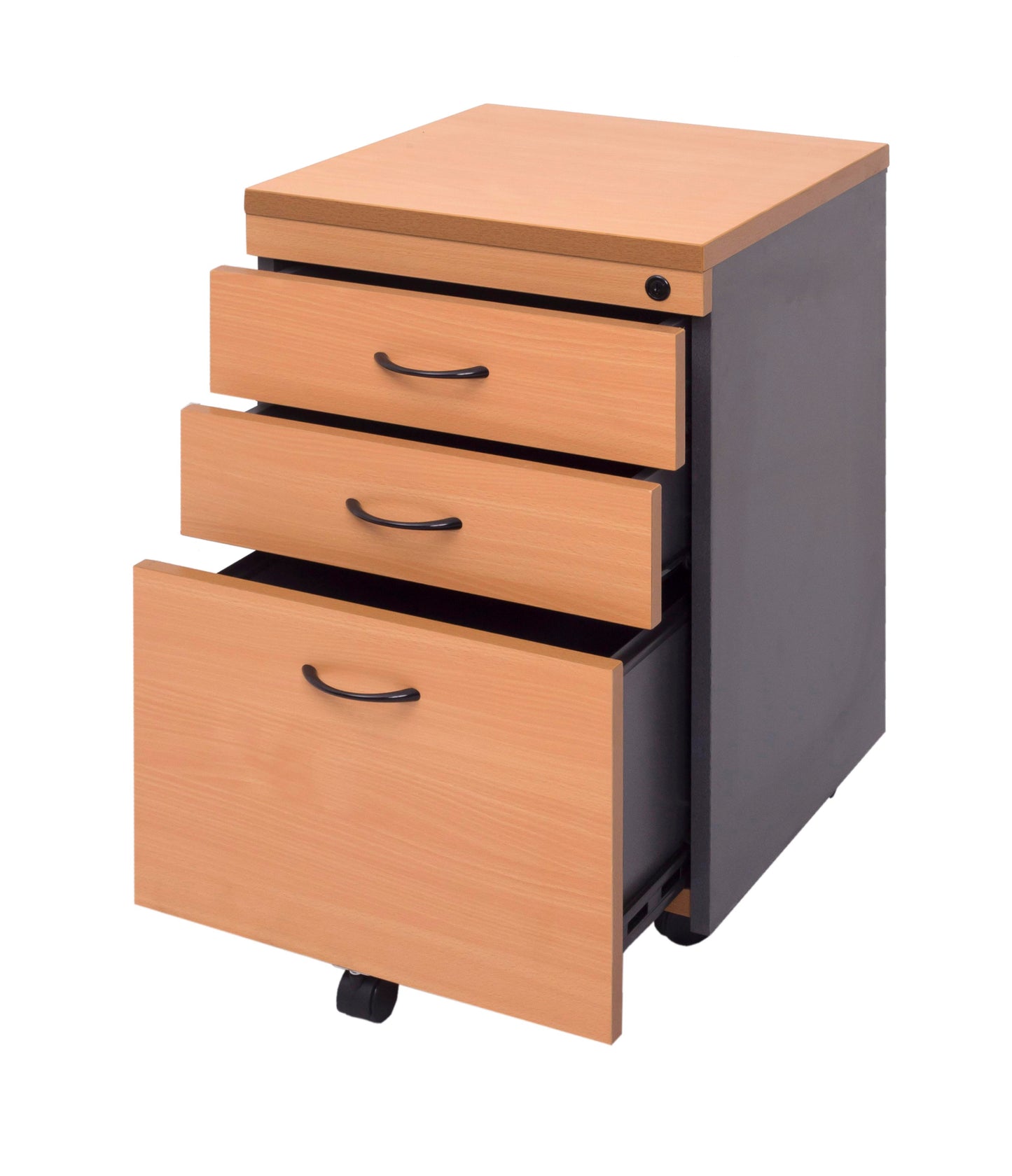 Rapid Worker Mobile Pedestal Mobile Pedestal - 2 Personal Drawers + 1 File Drawer
Beech Melamine and Ironstone, 465mm W x 447mm D x 690mm H