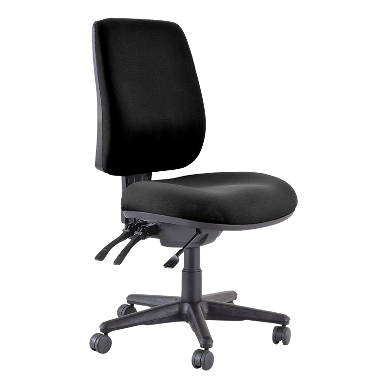 ROMA ERGONOMIC 3-LEVER HIGH BACK CHAIR NO ARMS, 180kg BLACK