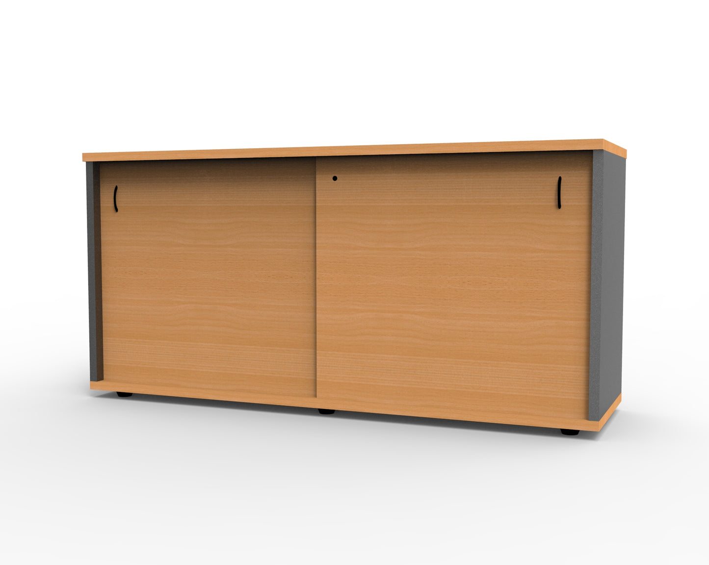 Sliding Door Credenza - Includes 2 x Adjustable 18mm T Shelves 1800mm W x 450mm D x 730mm H BEECH/IRONSTONE