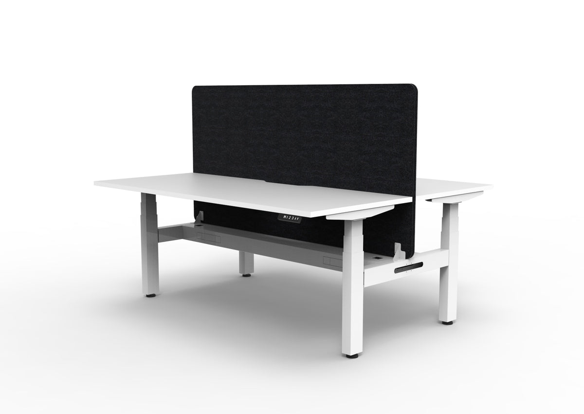 Boost+ Back to Back Workstation with Screen and Cable Tray Boost Plus 1800W Double-Screen+CT- WHITE/WHITE