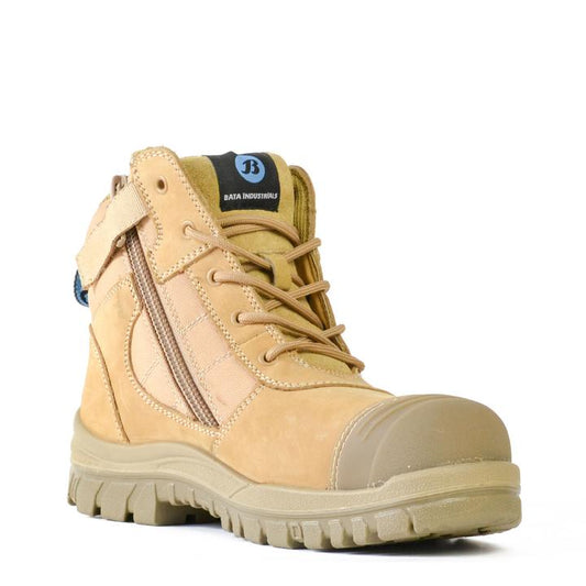 Bata Zippy Wheat Nubuck Zip / Lace Up Safety Boot SIZE 8.5