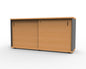 Sliding Door Credenza - Includes 2 x Adjustable 18mm T Shelves 1500mm W x 450mm D x 730mm H BEECH/IRONSTONE