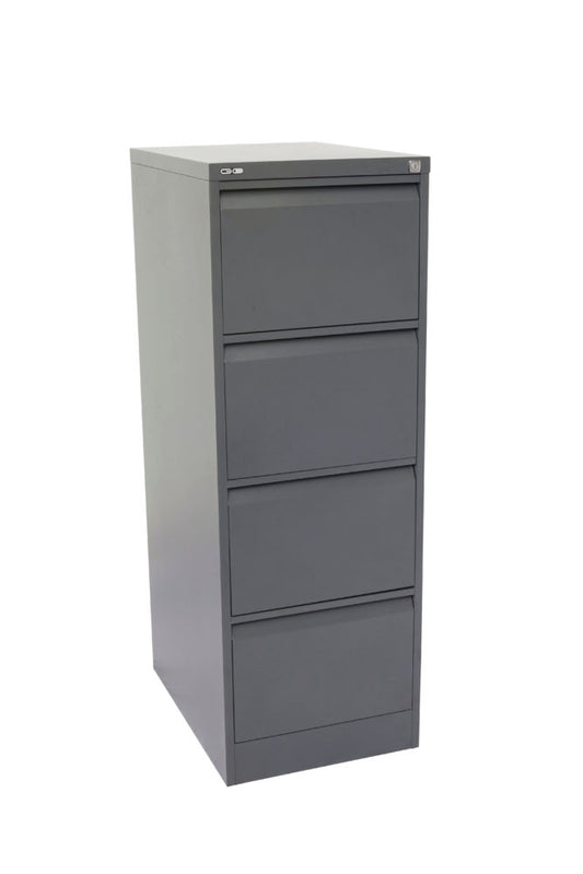 GO Heavy Duty 4 Drawer Filing Cabinet - Assembled GRAPHITE RIPPLE