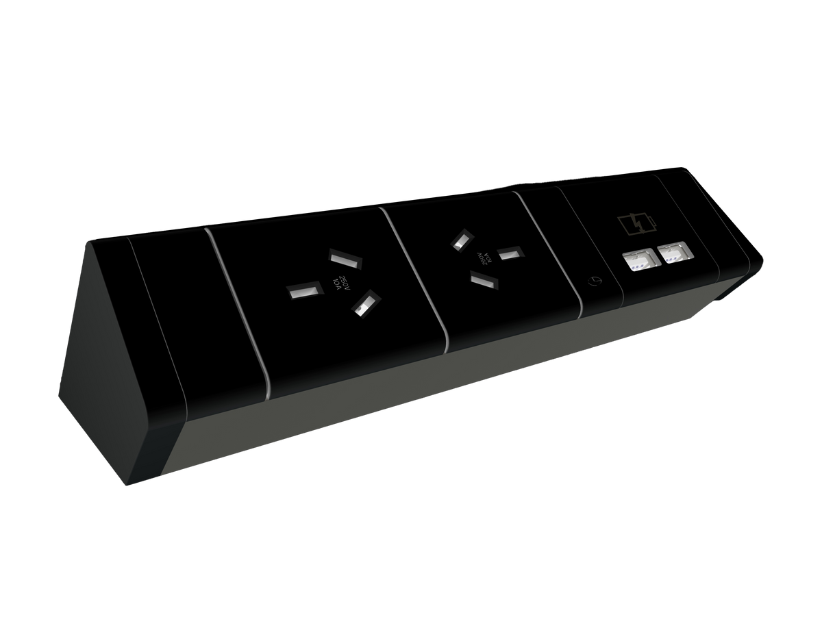 Athena Power Rail Athena Rail Kit 2GPO 2USB - Black