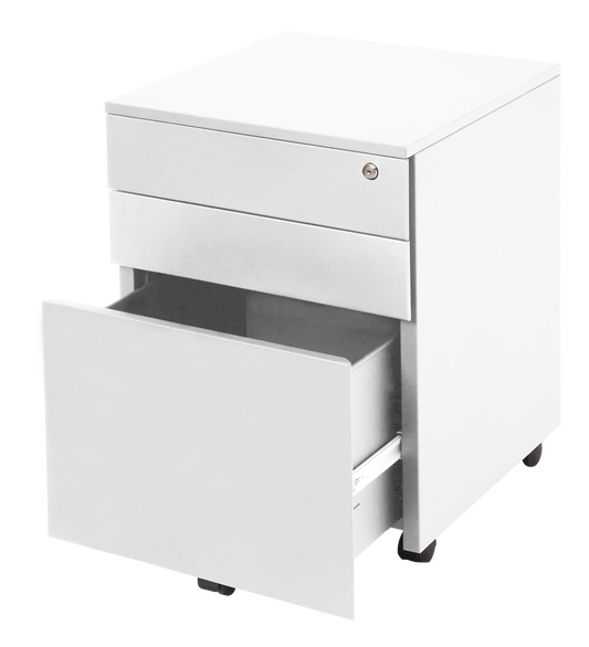 Rapidline 3 Drawer Steel Mobile Pedestal WHITE CHINA