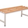 Rapidline Single Bench Mod. Oak Wood Bench Seat - Silver Frame