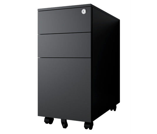 R2G Slim Metal Mobile Pedestal Black