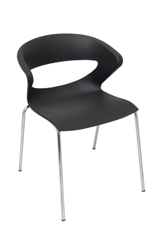 Taurus Chair Poly Chair With Chrome Legs - Black